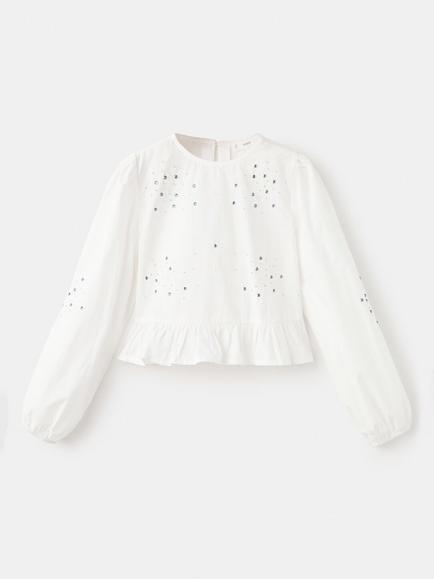 Mango Kids' Barbara Blouse, White, White