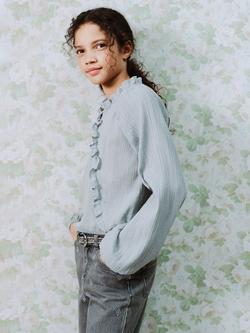 Mango Kids' Luz Blouse, Medium Blue - view 2, Medium Blue