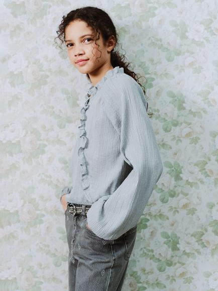 Mango Kids' Luz Blouse, Medium Blue - view 2, Medium Blue