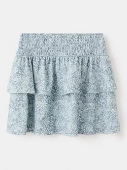 Mango Kids' Printed Ruffle Skirt, Medium Blue, Medium Blue