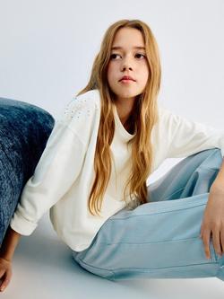 Mango Kids' Perli Long Sleeve T-Shirt, Natural White, Natural White