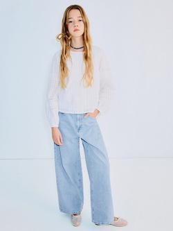 Mango Kids' Anabel Straight Jeans, Open Blue, Open Blue