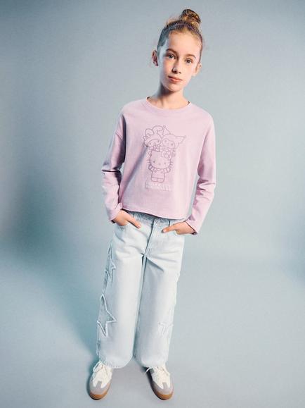 Mango Kids' Stars Jeans, Light Blue, Light Blue