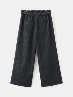 Mango Kids' Susi Tie Waist Striped Trousers, Grey - view 2, Grey