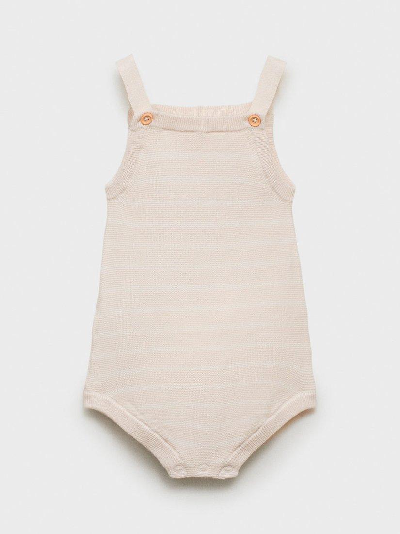 Product image 1 of 4, which shows Mango Baby Dani Romper, Pastel Pink, 3-6 months