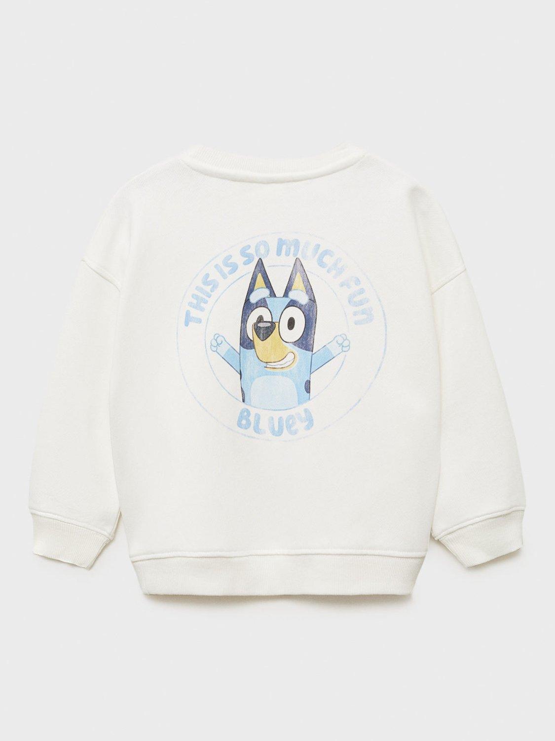 Product image 2 of 4, which shows Mango Kids' Bluey Fun Sweatshirt, Natural White, 2-3 years
