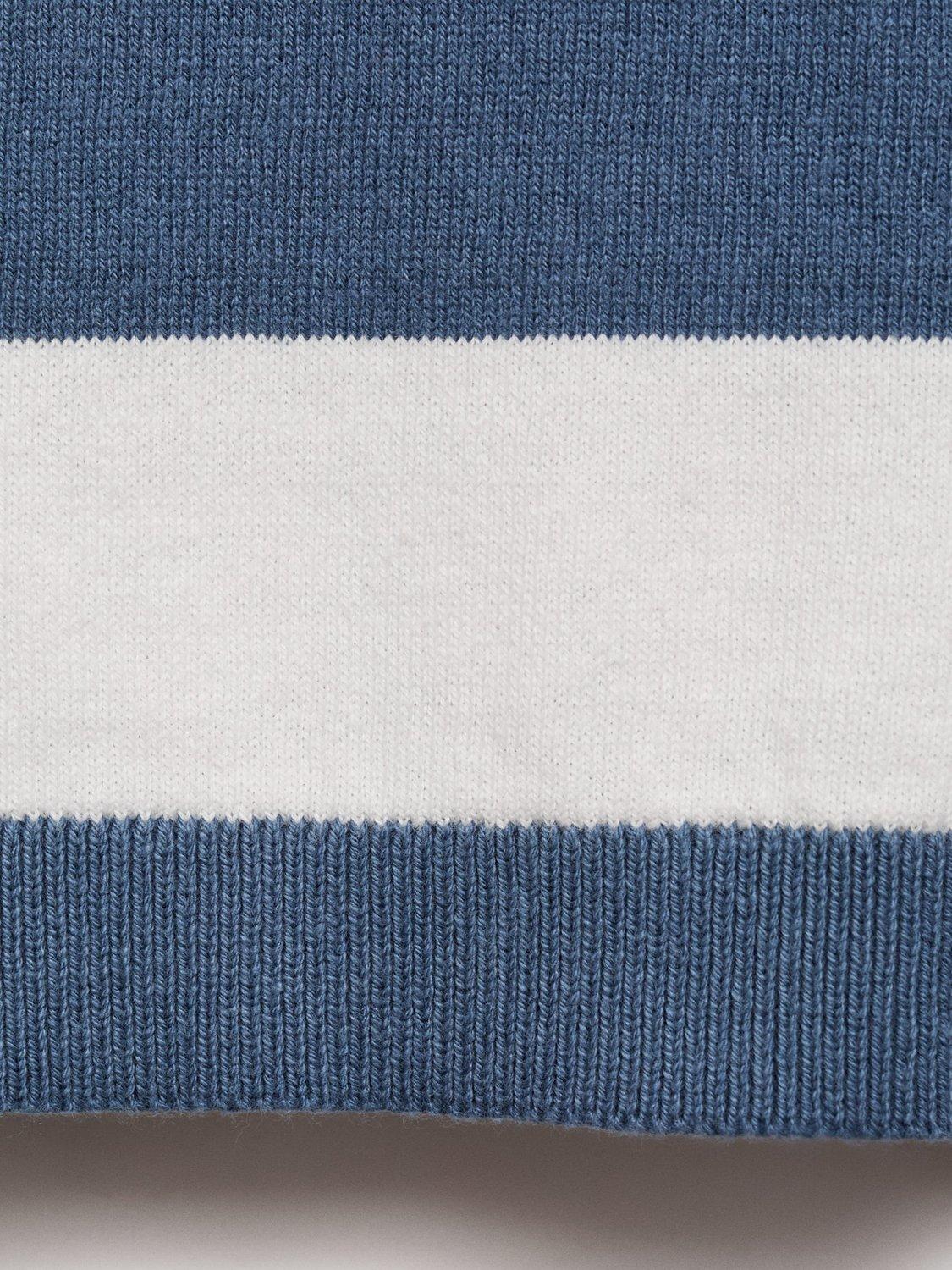 Product image 3 of 5, which shows Mango Kids' Sammy Cotton Stripe Jumper, Medium Blue, 12-18 months