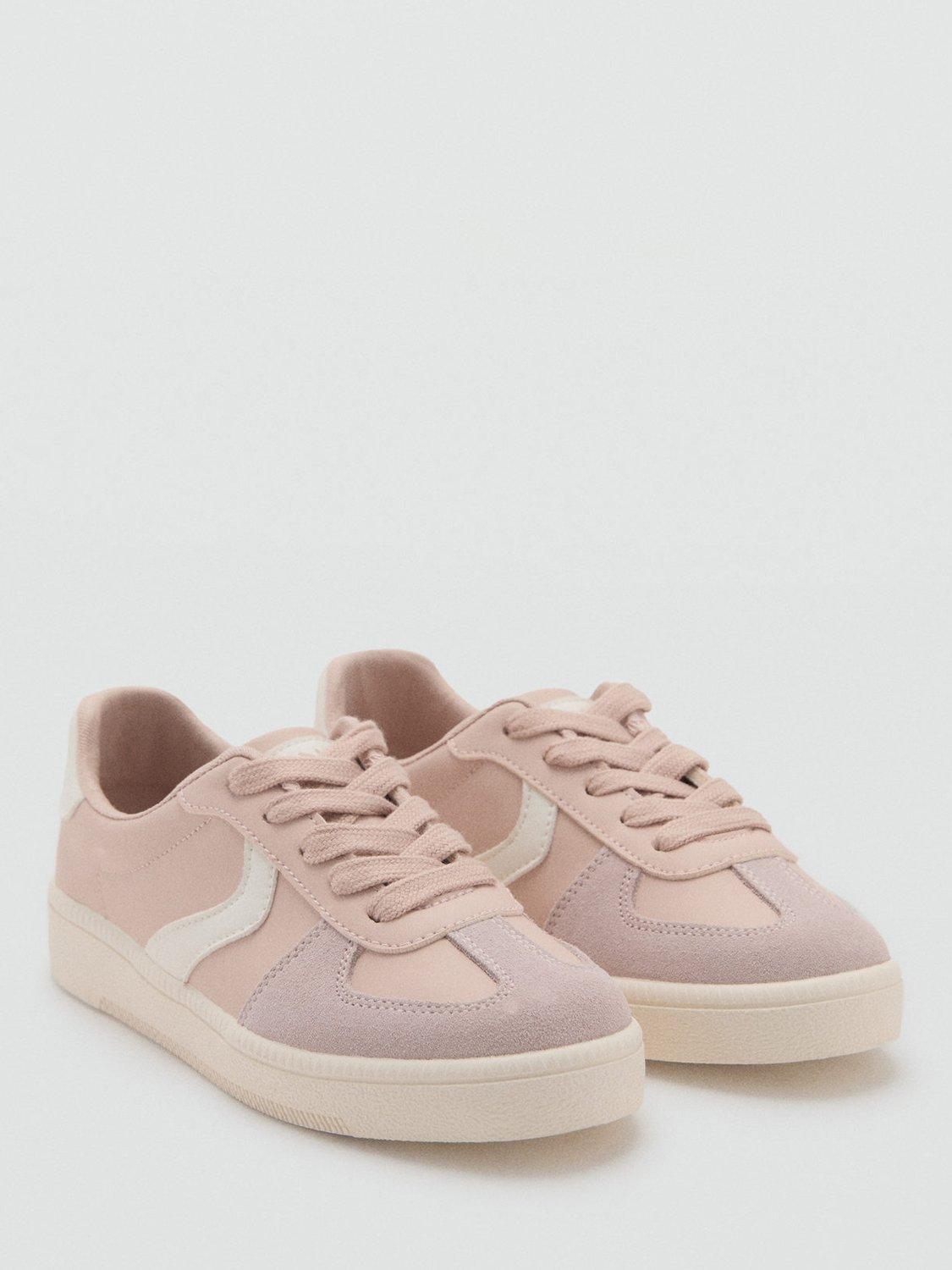 Product image 2 of 4, which shows Mango Kids' Suede Trainers, Pastel Pink, 1