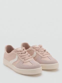 Mango Kids' Suede Trainers, Pastel Pink - view 2, Pastel Pink