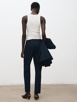 Mango Boreal Straight Tailored Trousers, Navy - view 2, Navy