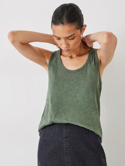 HUSH Scoop Neck Slub Vest Top, Khaki Green