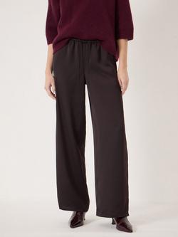 HUSH Tamar Satin Ankle Grazer Trousers, Dark Merlot Red, Dark Merlot Red