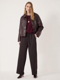 HUSH Tamar Satin Ankle Grazer Trousers, Dark Merlot Red - view 2, Dark Merlot Red