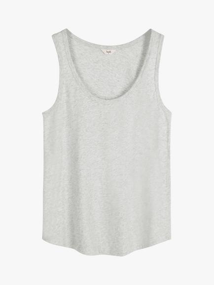 HUSH Scoop Neck Slub Vest Top, Lightest Grey Marl