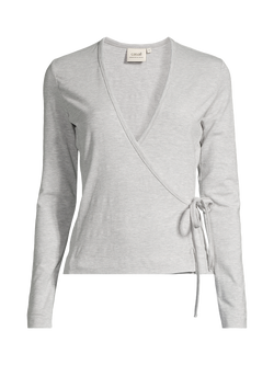 Casall Sublime Studio Long Sleeve Wrap Top, Grey Melange, Grey Melange