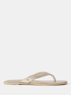 Mint Velvet Metallic Mint Velvet Suede Flip-Flops, Gold, Gold