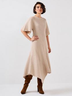 Mint Velvet Ribbed Knit Midi Dress, Natural, Natural