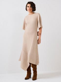 Mint Velvet Ribbed Knit Midi Dress, Natural - view 2, Natural