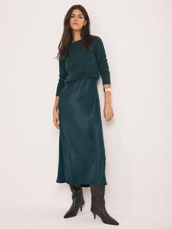 Mint Velvet Layered Satin Midi Dress, Green, Green