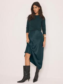 Mint Velvet Layered Satin Midi Dress, Green - view 2, Green