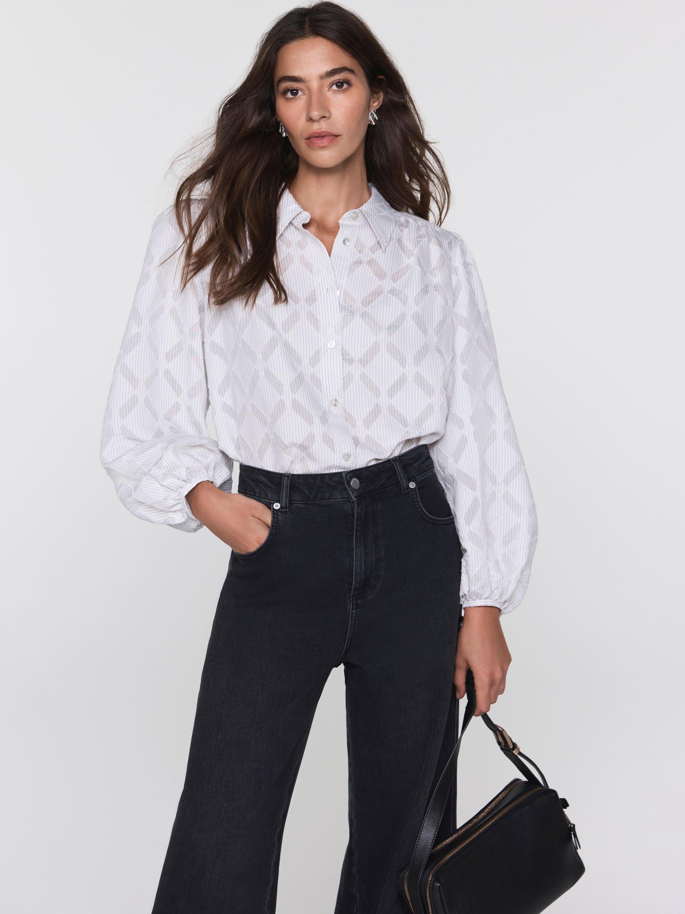 Product image 1 of 8, which shows Mint Velvet Diamond Jacquard Shirt, Grey/Multi, XS