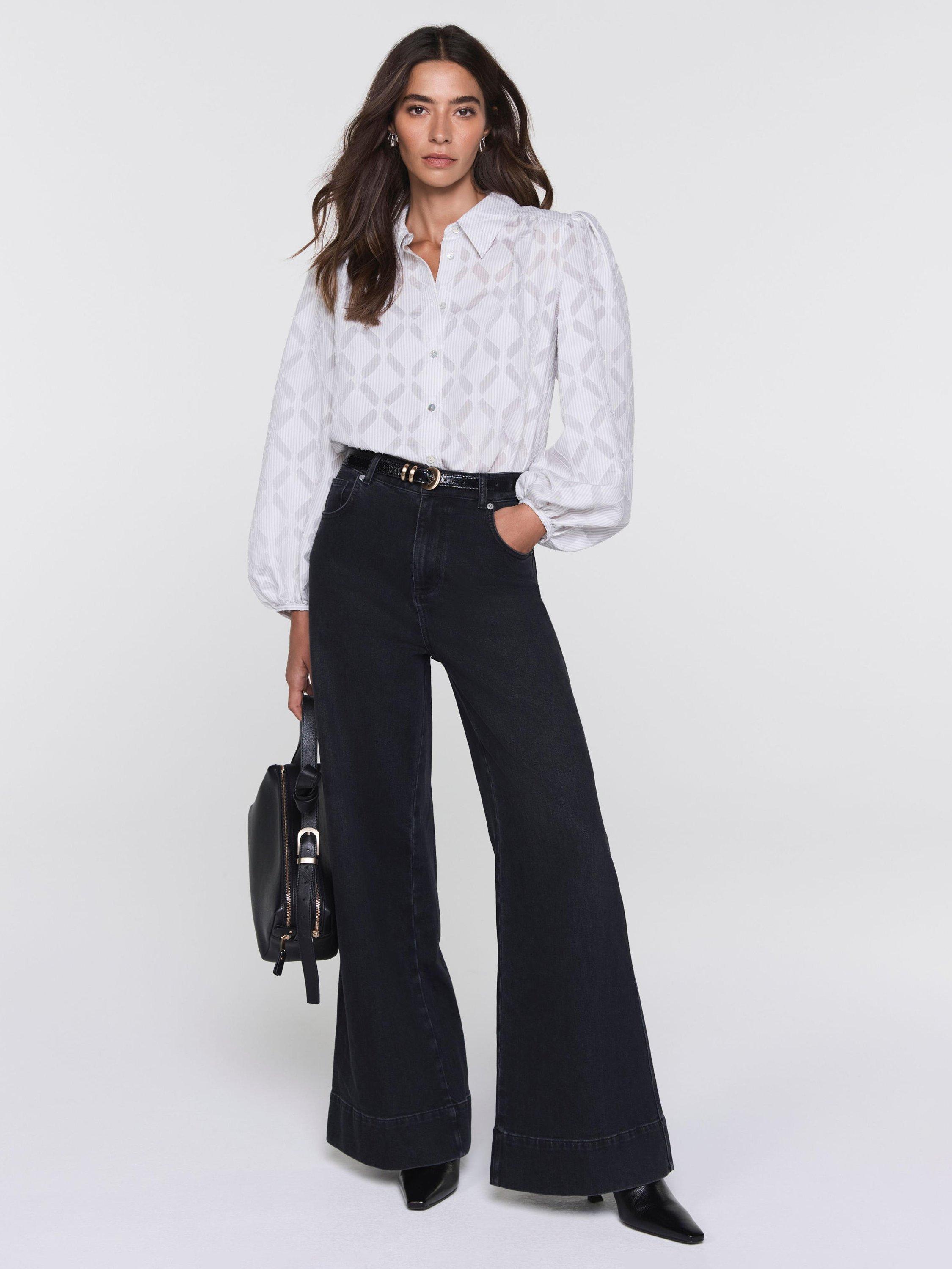 Product image 6 of 8, which shows Mint Velvet Diamond Jacquard Shirt, Grey/Multi, XS