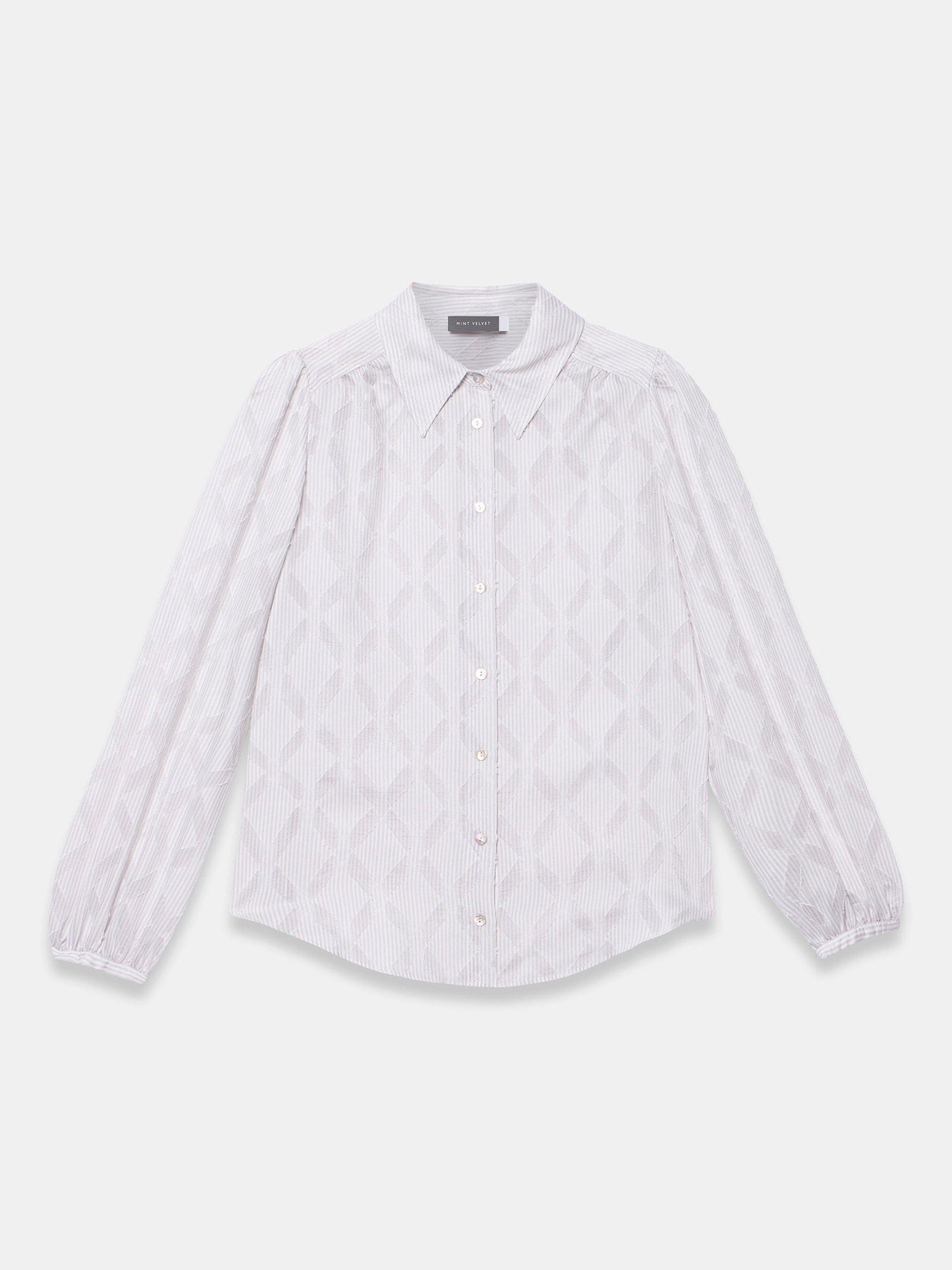 Product image 7 of 8, which shows Mint Velvet Diamond Jacquard Shirt, Grey/Multi, XS