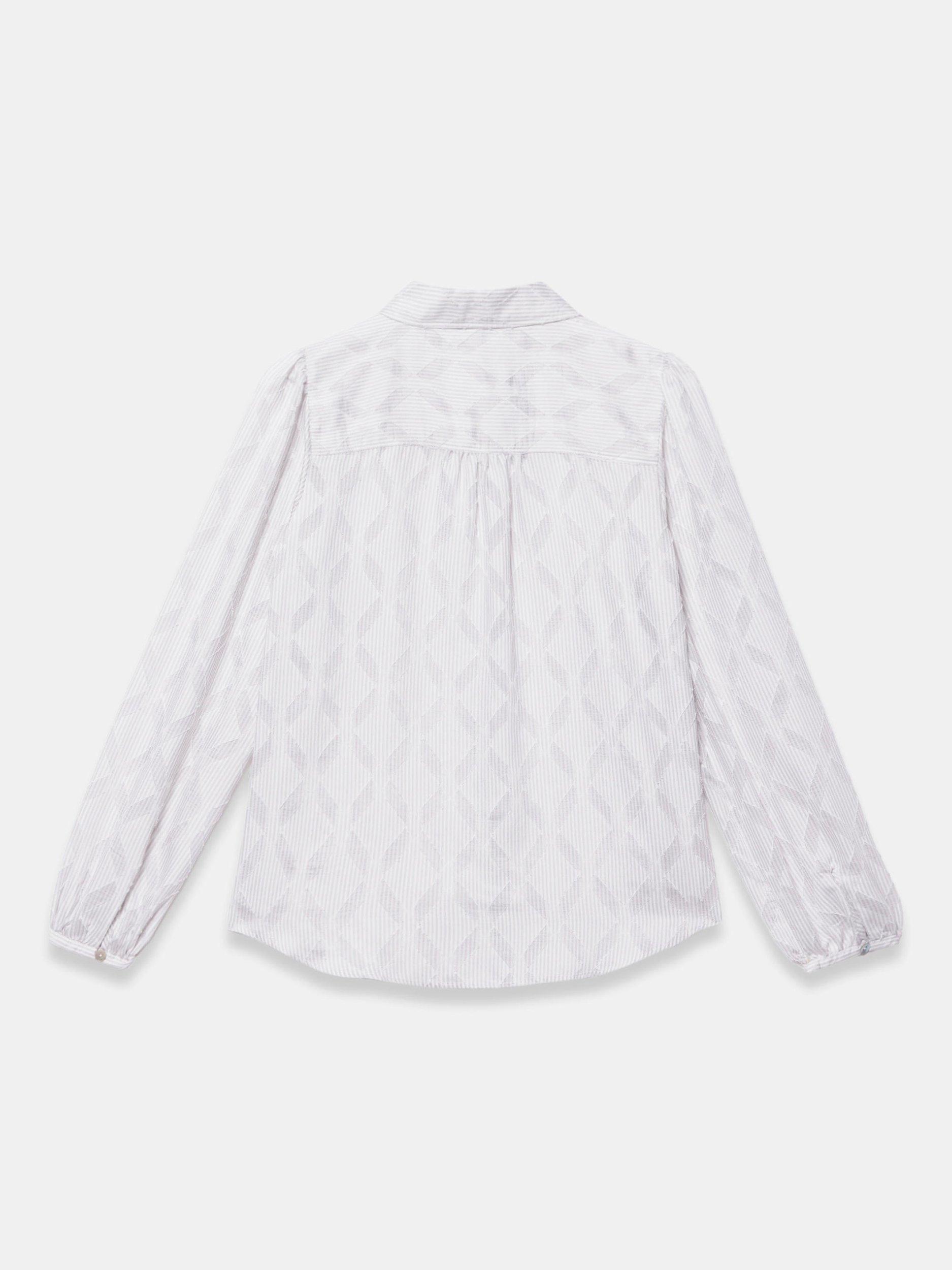 Product image 8 of 8, which shows Mint Velvet Diamond Jacquard Shirt, Grey/Multi, XS