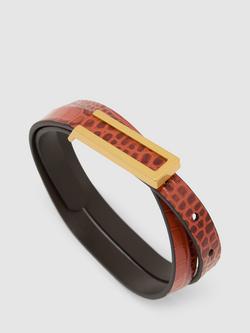 Reiss Bronya Mock Croc Pure Leather Belt, Tan, Tan