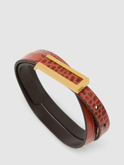 Reiss Bronya Mock Croc Pure Leather Belt, Tan, Tan