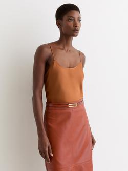 Reiss Bronya Mock Croc Pure Leather Belt, Tan - view 2, Tan