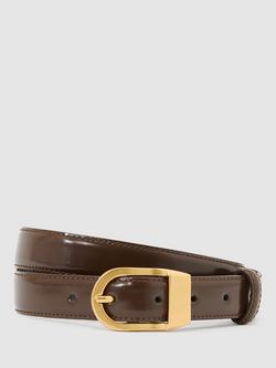 Reiss Hazel Pure Leather Belt, Chocolate, Chocolate