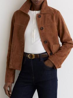 Reiss Hazel Pure Leather Belt, Chocolate - view 2, Chocolate