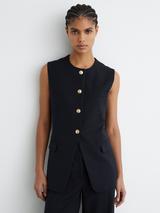Reiss Gabi Longline Waistcoat, Navy