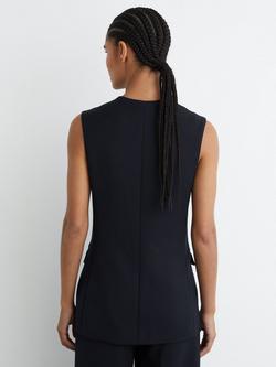 Reiss Gabi Longline Waistcoat, Navy - view 2, Navy