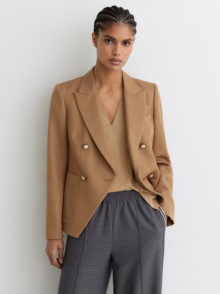Reiss Petite Gigi Wool Blend Jacket, Camel