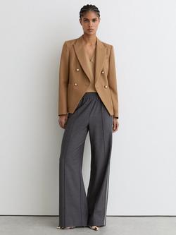 Reiss Gigi Double Breasted Wool Blend Jacket, Camel, Camel
