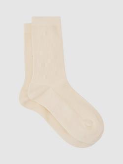 Reiss Hattie Honeycomb Textured Socks, Cream