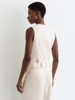 Reiss Malin Tailored Waistcoat, Cream - view 2, Cream