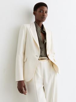 Reiss Malin Petite Single Breasted Blazer, Cream, Cream