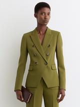 Reiss Priya Double Breasted Jacket, Green