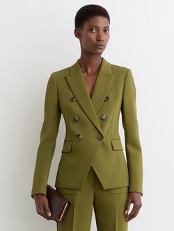 Reiss Priya Double Breasted Jacket, Green, Green