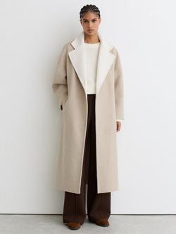 Reiss Marcela Colour Block Pure Wool Coat, Neutral, Neutral