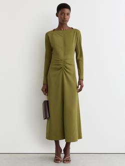 Reiss Adriana Ruched Midi Dress, Chartreuse Green, Chartreuse Green