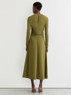 Reiss Adriana Ruched Midi Dress, Chartreuse Green - view 2, Chartreuse Green