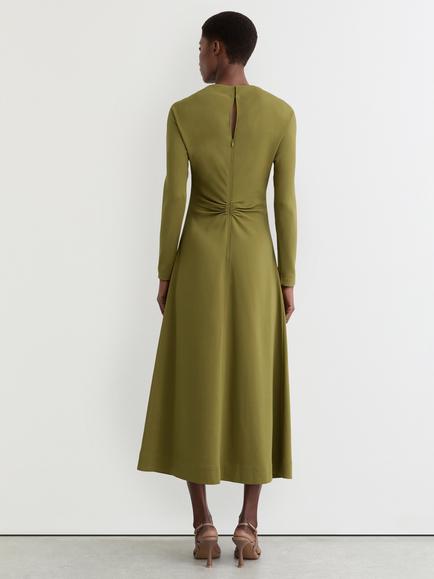 Reiss Adriana Ruched Midi Dress, Chartreuse Green - view 2, Chartreuse Green