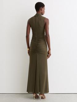 Reiss Colette Ruched Sleeveless Maxi Dress, Khaki Green - view 2, Khaki Green