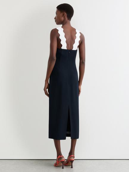 Reiss Dillon Contrast Bodycon Midi Dress, Navy/Ivory - view 2, Navy/Ivory