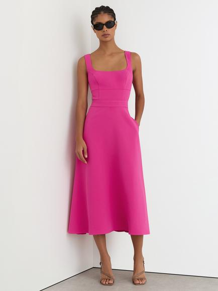 Reiss Dina Open Back Midi Dress, Raspberry Pink, Raspberry Pink
