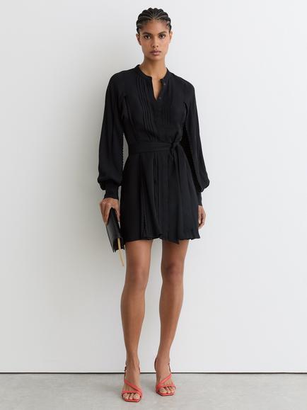 Reiss Eliana Lace Detail Mini Dress, Navy, Navy